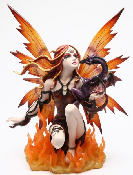 Fairy with Purple Dragon Statue mystical sculpture